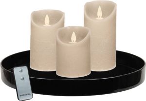 Peha Zwart dienblad inclusief 3 LED kaarsen taupe beige met afstandsbediening LED kaarsen
