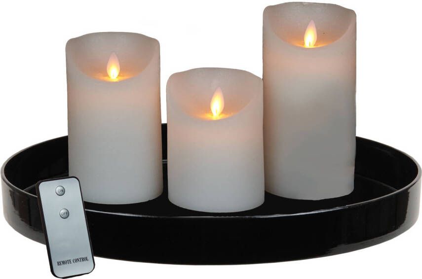 Peha Zwart dienblad inclusief 3 LED kaarsen wit met afstandsbediening LED kaarsen