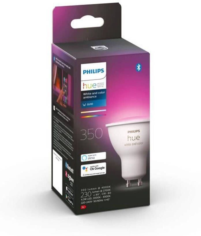 Philips Hue Connected White & Color Ambiance GU10 LED-lamp compatibel met Bluetooth