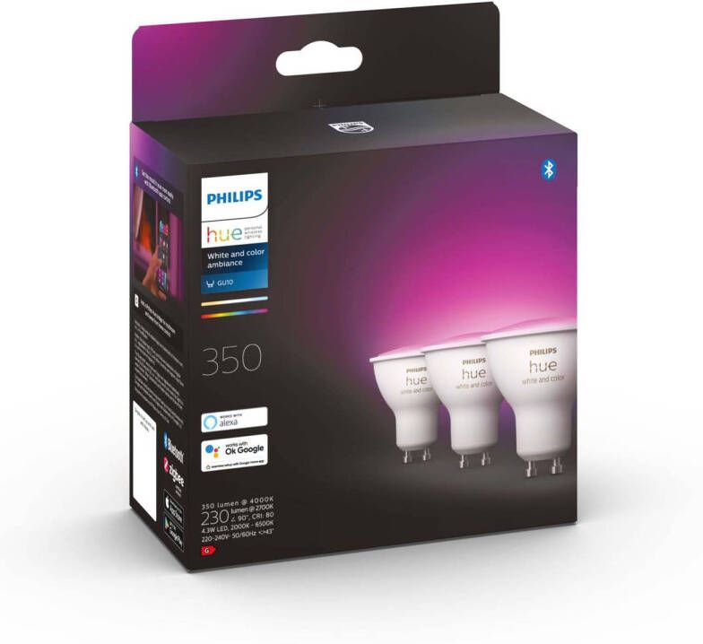 Philips Hue White & Color Ambiance Lichtbron GU10 3-pack