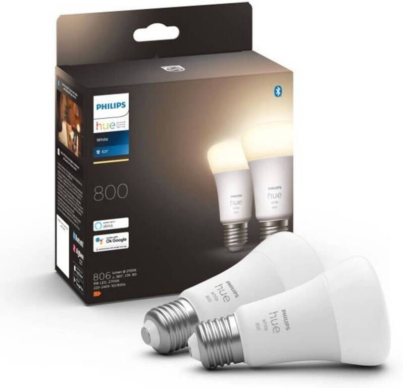 Philips Hue White Smart LED-lampen E27 Bluetooth-compatibel pak van 2