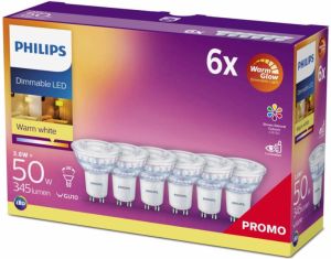 Philips LED WarmGlow spot dimbaar (6-pack) GU10 36D 3 8W 334lm 2700…
