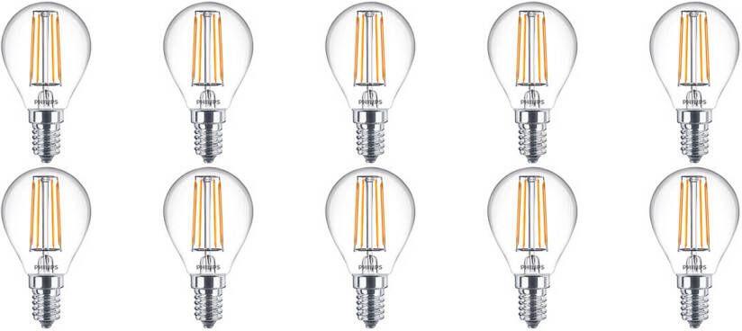 Philips LED Lamp 10 Pack CorePro Luster 827 P45 CL E14 Fitting 4.5W Warm Wit 2700K Vervangt 40W