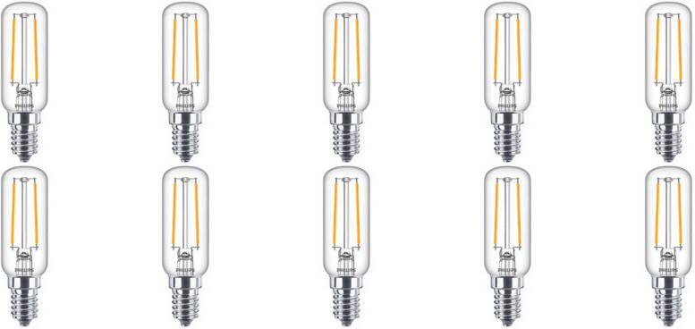 Philips LED Lamp 10 Pack CorePro Tube Filament 827 T25L E14 Fitting 2.1W Warm Wit 2700K Vervangt 25W