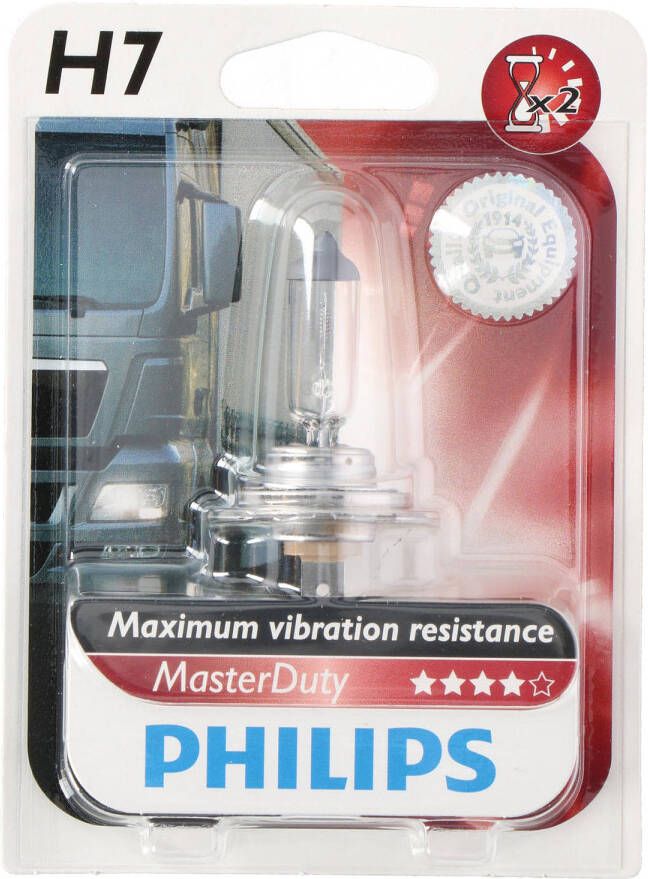 Philips MasterDuty Halogeen Autolamp H7 Autolamp 24V 70W Koplamp Halogeen Lamp Schokbestendig Zilver Glas