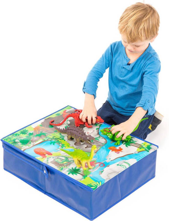 Pop it up Speelbox Dinosaurus Opbergdoos & Speelmat Opbergbox die past onder het bed Speelgoedkist voor dino&apos;s & a
