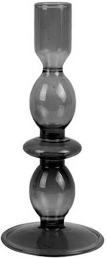 Present Time 2x Candle Holder Glass Art Bubbles Medium Black
