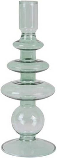 Present Time 2x Candle Holder Glass Art Rings Large Green