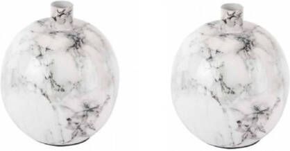 Present time Candle Holder Marble Look Large White Set van 2