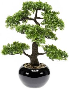 Merkloos Bonsai boompje Ficus Retusa kunstplant in kunststof pot 47 cm Kunstplanten