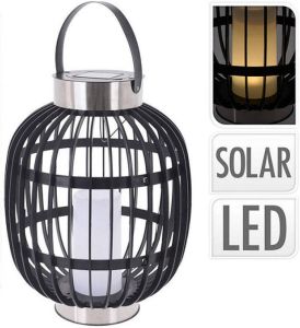 ProGarden Lantaarn met kaars solar LED 35 cm zwart