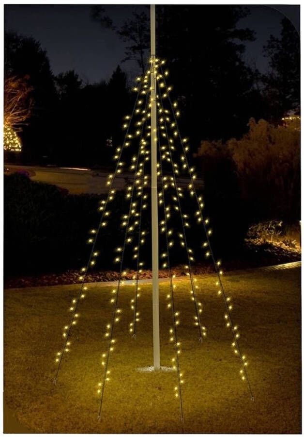 Merkloos Vlaggenmast verlichting 360 lampjes voor buiten vlaggenmast kerstverlichting figuur