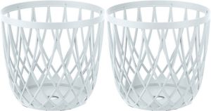 Prosperplast Draadmand wasmand opbergmand 2x van stevig kunststof - wit - D33 x H33 cm 35 Liter Opbergmanden