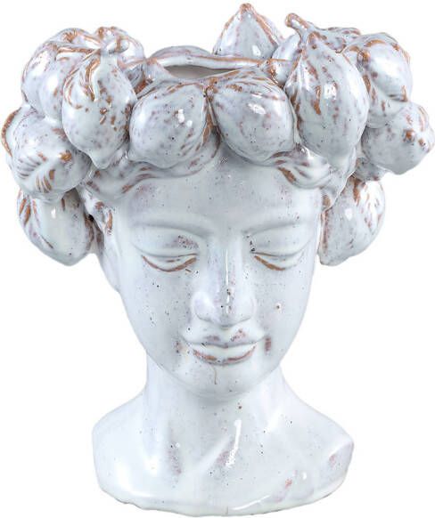 Ptmd Collection PTMD Alani White glazed ceramic statue of women head B