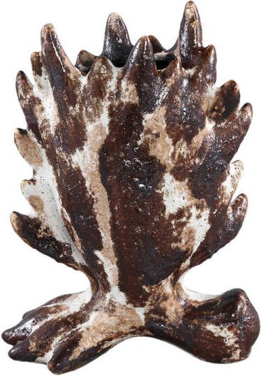 Ptmd Collection PTMD Baxon Brown glazed ceramic pot spiky border S