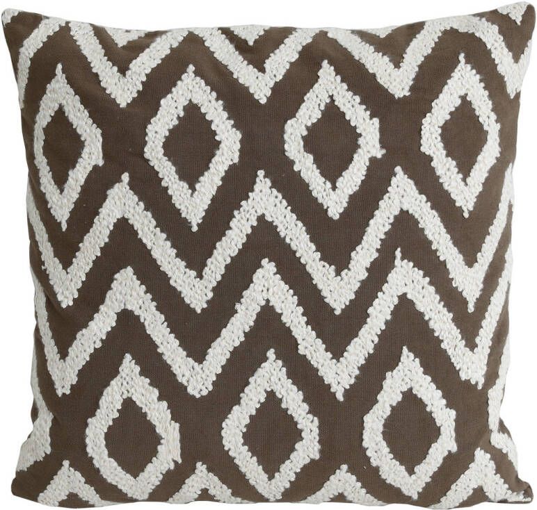 Ptmd Collection PTMD Cecile Taupe cotton cushion triangle pattern squar