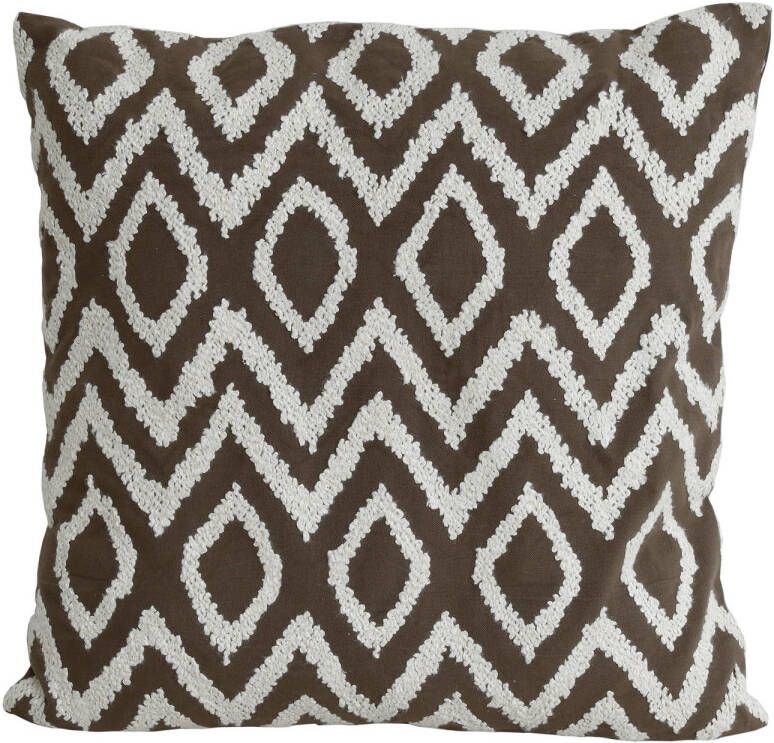 Ptmd Collection PTMD Cecile Taupe cotton cushion triangle pattern squar