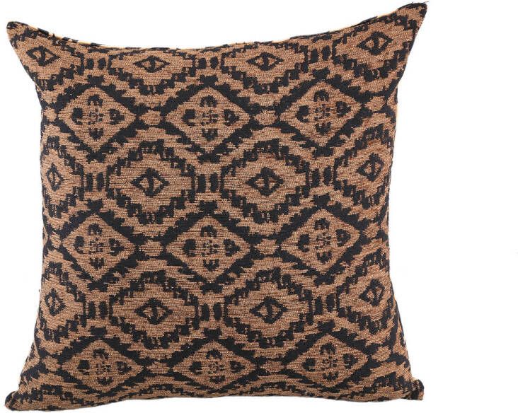 Ptmd Collection PTMD Clarke Brown double printed fabric cushion square