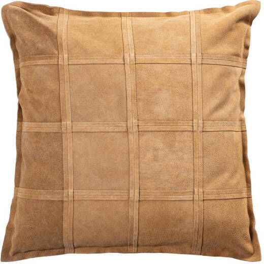 Ptmd Collection PTMD Cobie Camel suede leather cushion square L