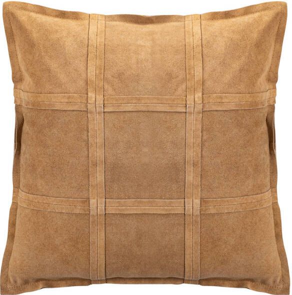 Ptmd Collection PTMD Cobie Camel suede leather cushion square S