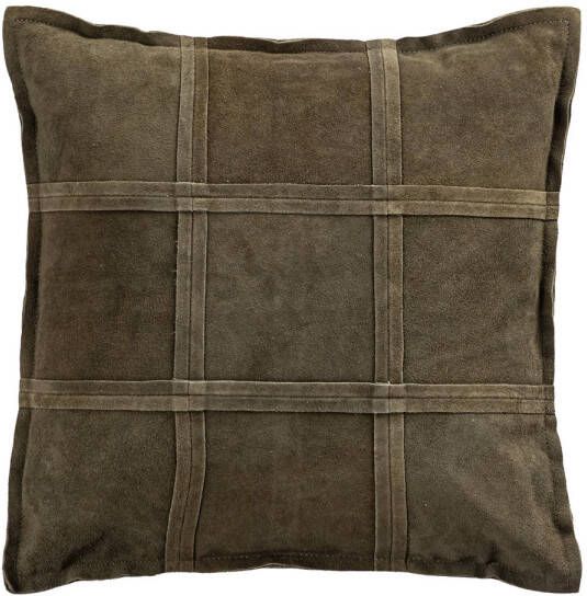 Ptmd Collection PTMD Cobie Green suede leather cushion square S
