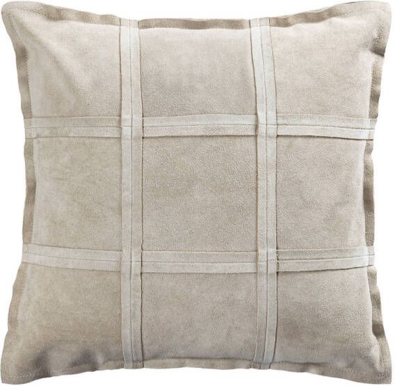 Ptmd Collection PTMD Cobie Taupe suede leather cushion square S