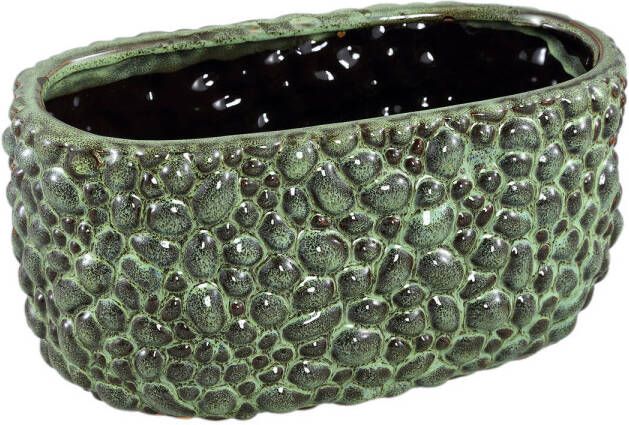 Ptmd Collection PTMD Danillo Green glazed ceramic pot drops oval L