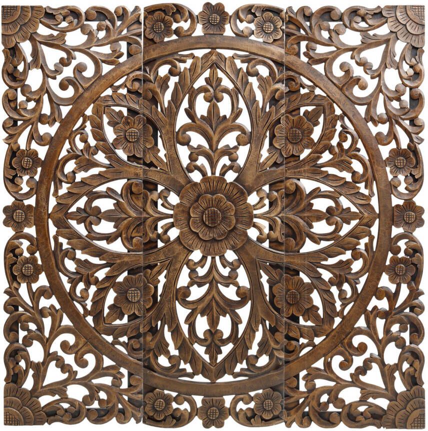 Ptmd Collection PTMD Delah Gold MDF carved wall panel 3 rect pieces L