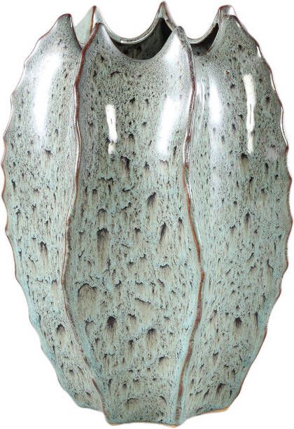 Ptmd Collection PTMD Emmaa Grey ceramic pot ribbed spiky border high L