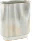Ptmd Collection PTMD Eviera Pearl shiny glazed ceramic pot ribbed oval - Thumbnail 1
