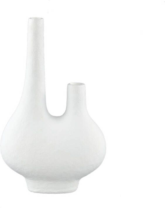 Ptmd Collection PTMD Hann White polyresin vase two holes wide