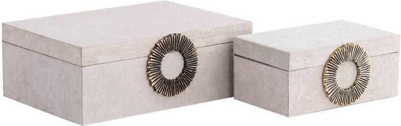 Ptmd Collection PTMD Hazael Beige suede box golden handle set of 2