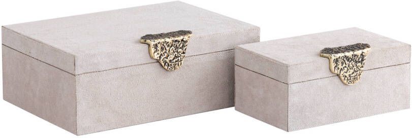Ptmd Collection PTMD Hazael Beige suede box golden handle set of 2
