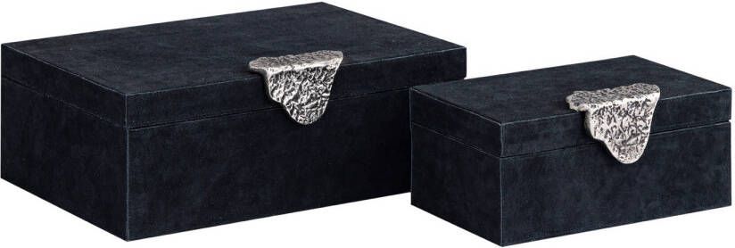 Ptmd Collection PTMD Hazael Black suede box silver handle set of 2