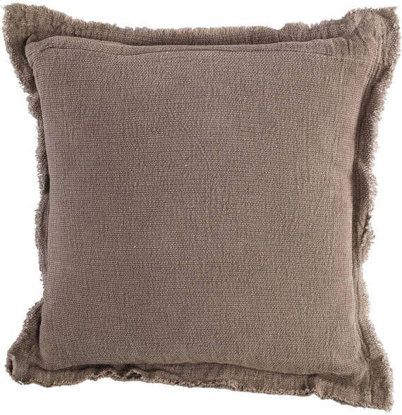 Ptmd Collection PTMD Indra Brown fabric cushion with ruffles square