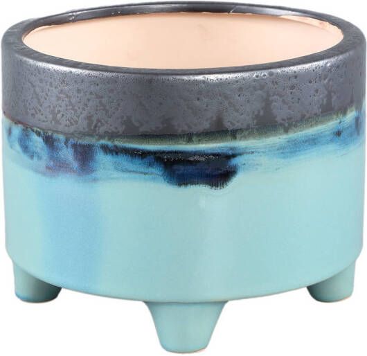 Ptmd Collection PTMD Isidora Blue ceramic pot on feet grey top M