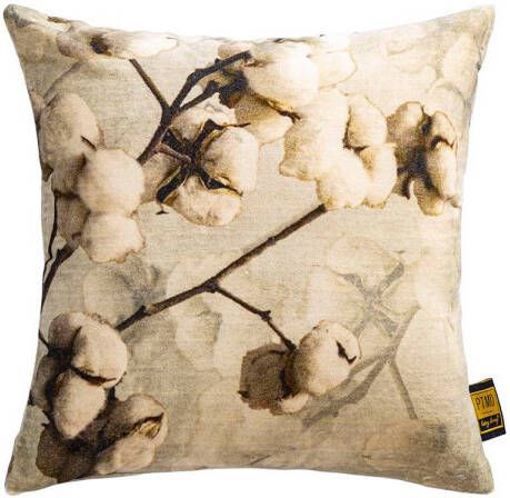 Ptmd Collection PTMD Jash Grey cotton velvet cushion cotton plant S