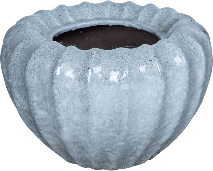 Ptmd Collection PTMD Jinah White ceramic pot organic ribbed round L