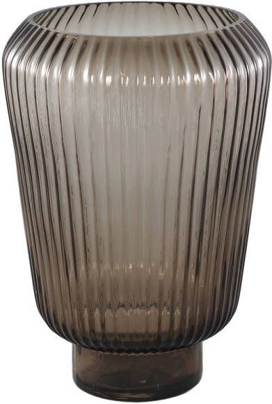 Ptmd Collection PTMD Joyca Brown glass vase ribbed round L