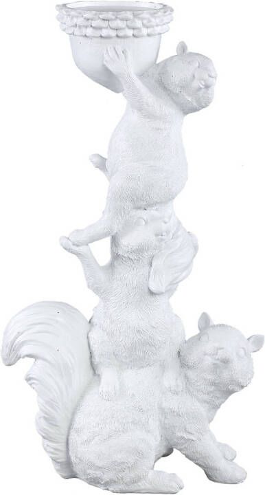 Ptmd Collection PTMD Jump White polyresin squirel candle holder