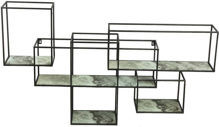 Ptmd Collection PTMD Laiko White metal wall rack with marble print rect