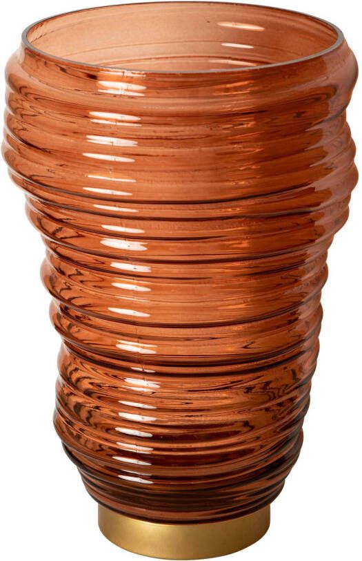 Ptmd Collection PTMD Lane Brown glass ribbed swirl stormlight L