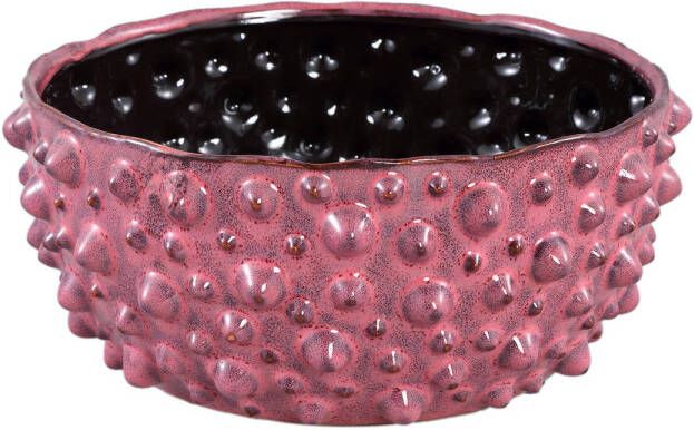 Ptmd Collection PTMD Marel Red glazed ceramic pot rough dots oval L