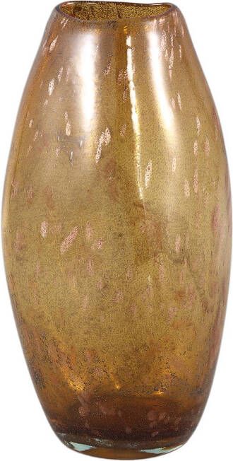 Ptmd Collection PTMD Menis Yellow glass vase crooked shape round L