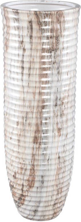 Ptmd Collection PTMD Miami Cream ceramic pot ribbed round L