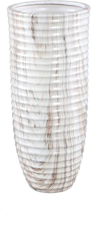 Ptmd Collection PTMD Miami Cream ceramic pot ribbed round M