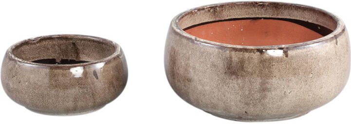 Ptmd Collection PTMD Nayaa Brown ceramic pot round SV2
