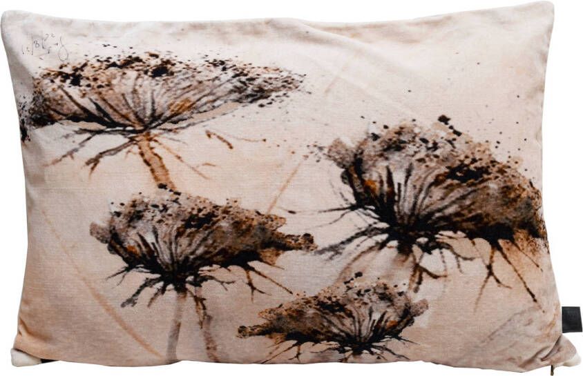 Ptmd Collection PTMD Nisha Cream cotton velvet cushion dried flowers L