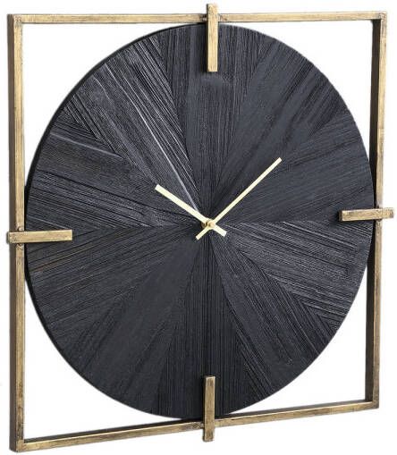 Ptmd Collection PTMD Oxxo Gold metal clock with black veneer square