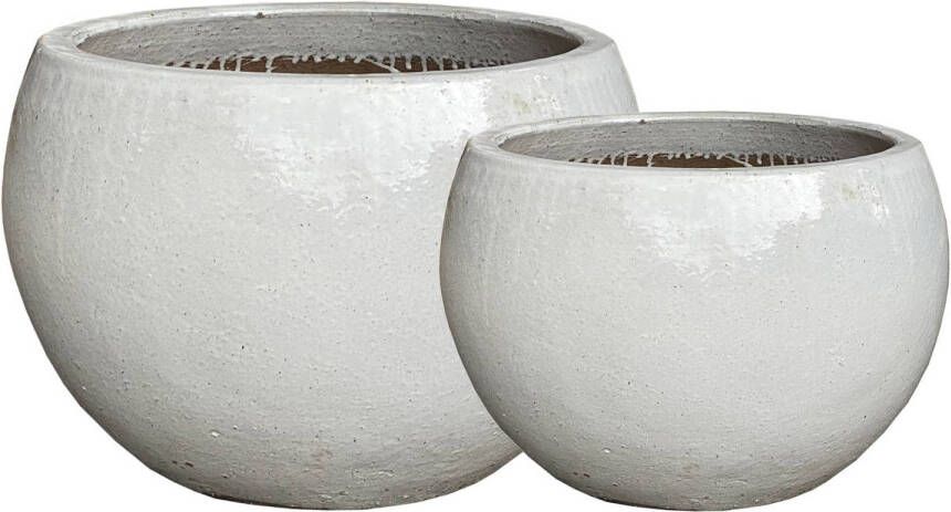 Ptmd Collection PTMD Rae White ceramic bowl pot round set of 2
